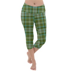 Vintage Green Plaid Lightweight Velour Capri Yoga Leggings