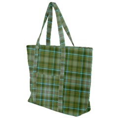 Vintage Green Plaid Zip Up Canvas Bag