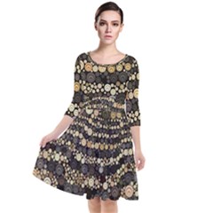 Vintage Style Quarter Sleeve Waist Band Dress