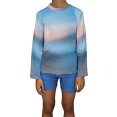 Wave Background Kids  Long Sleeve Swimwear