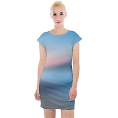 Wave Background Cap Sleeve Bodycon Dress