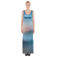 Wave Background Maxi Thigh Split Dress