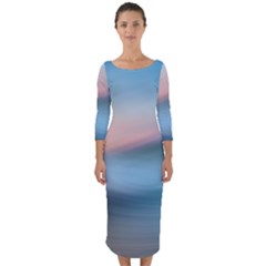 Wave Background Quarter Sleeve Midi Bodycon Dress by HermanTelo