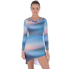 Wave Background Asymmetric Cut-out Shift Dress