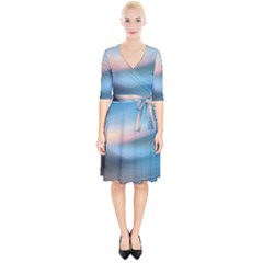 Wave Background Wrap Up Cocktail Dress