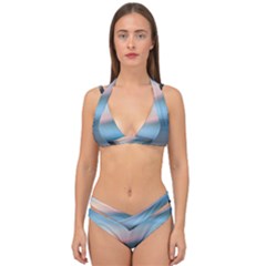 Wave Background Double Strap Halter Bikini Set