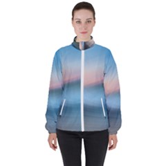 Wave Background Women s High Neck Windbreaker