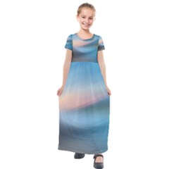 Wave Background Kids  Short Sleeve Maxi Dress