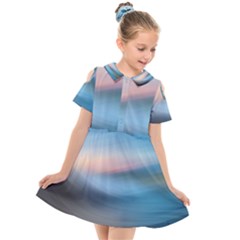 Wave Background Kids  Short Sleeve Shirt Dress