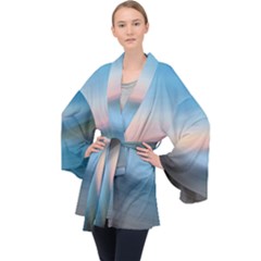 Wave Background Velvet Kimono Robe