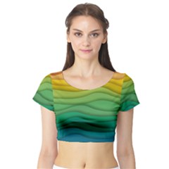 Waves Texture Short Sleeve Crop Top