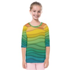 Waves Texture Kids  Quarter Sleeve Raglan Tee