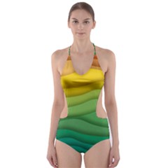 Waves Texture Cut-out One Piece Swimsuit