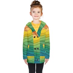 Waves Texture Kids  Double Breasted Button Coat