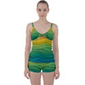 Waves Texture Tie Front Two Piece Tankini View1