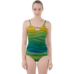 Waves Texture Cut Out Top Tankini Set