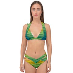 Waves Texture Double Strap Halter Bikini Set