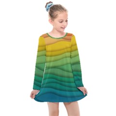 Waves Texture Kids  Long Sleeve Dress