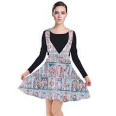 Asian Illustration Posters Collage Plunge Pinafore Dress