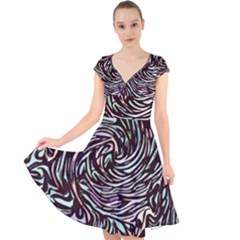 Stained Glass Cap Sleeve Front Wrap Midi Dress