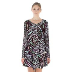 Stained Glass Long Sleeve Velvet V-neck Dress