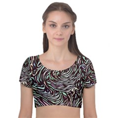 Stained Glass Velvet Short Sleeve Crop Top 