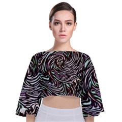 Stained Glass Tie Back Butterfly Sleeve Chiffon Top by Mariart