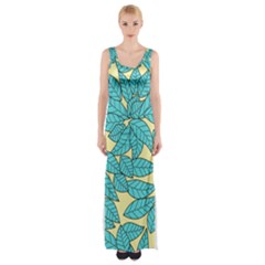 Leaves Dried Maxi Thigh Split Dress by Mariart