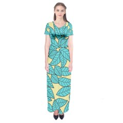 Leaves Dried Short Sleeve Maxi Dress