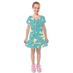 Leaves Dried Kids  Short Sleeve Velvet Dress