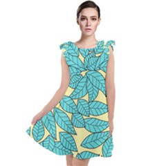 Leaves Dried Tie Up Tunic Dress