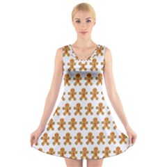 Gingerbread Men V-neck Sleeveless Dress