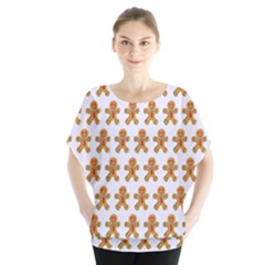 Gingerbread Men Batwing Chiffon Blouse