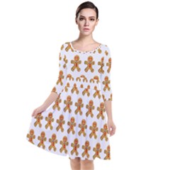 Gingerbread Men Quarter Sleeve Waist Band Dress by Mariart