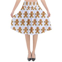 Gingerbread Men Flared Midi Skirt