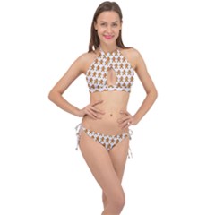 Gingerbread Men Cross Front Halter Bikini Set