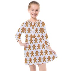 Gingerbread Men Kids  Quarter Sleeve Shirt Dress