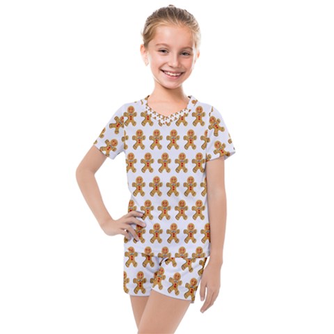 Gingerbread Men Kids  Mesh Tee And Shorts Set by Mariart