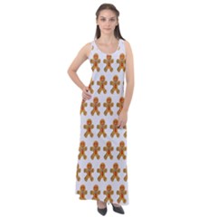 Gingerbread Men Sleeveless Velour Maxi Dress