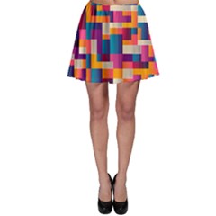 Abstract Geometry Blocks Skater Skirt by Bajindul