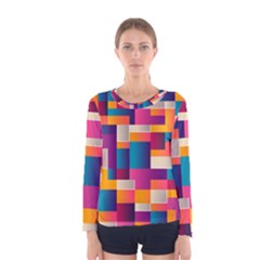 Abstract Geometry Blocks Women s Long Sleeve Tee