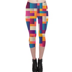 Abstract Geometry Blocks Capri Leggings  by Bajindul