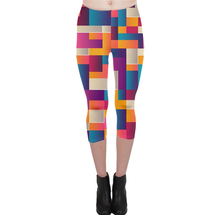 Abstract Geometry Blocks Capri Leggings 