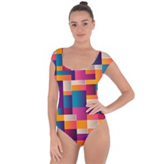 Abstract Geometry Blocks Short Sleeve Leotard 