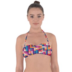 Abstract Geometry Blocks Halter Bandeau Bikini Top by Bajindul