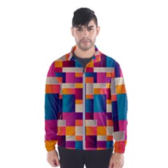 Abstract Geometry Blocks Men s Windbreaker