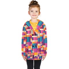 Abstract Geometry Blocks Kids  Double Breasted Button Coat