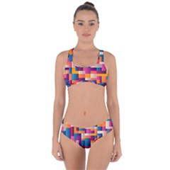 Abstract Geometry Blocks Criss Cross Bikini Set