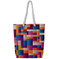 Abstract Geometry Blocks Full Print Rope Handle Tote (small) by Bajindul