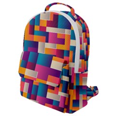 Abstract Geometry Blocks Flap Pocket Backpack (small)